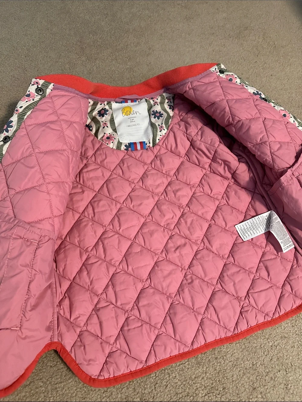 Boden Girls Quilted Floral Puffer Jacket